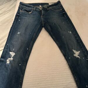 rag & bone Dark Blue Distressed Skinny Jeans